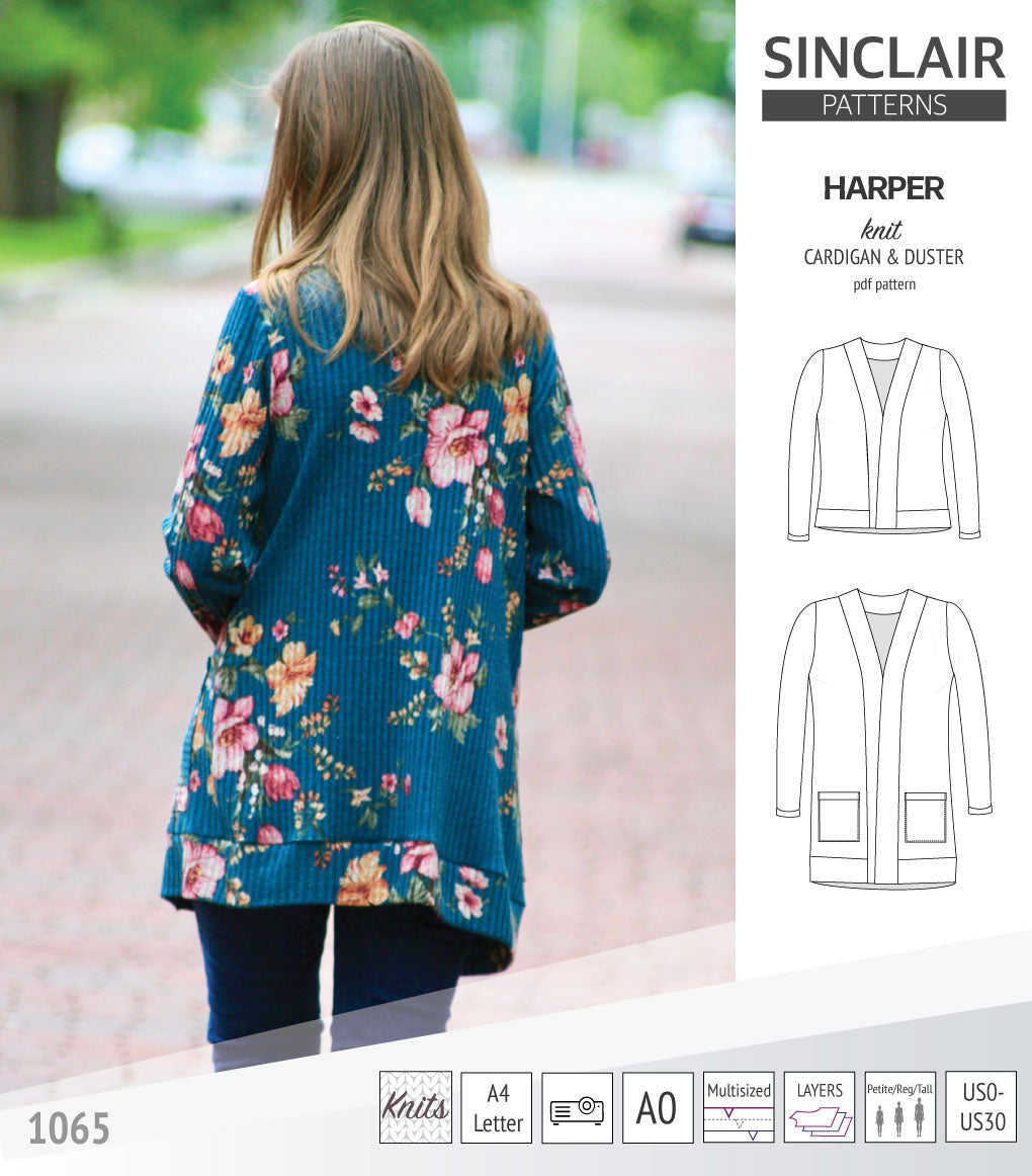 Harper classic knit cardigan and duster (PDF sewing pattern )