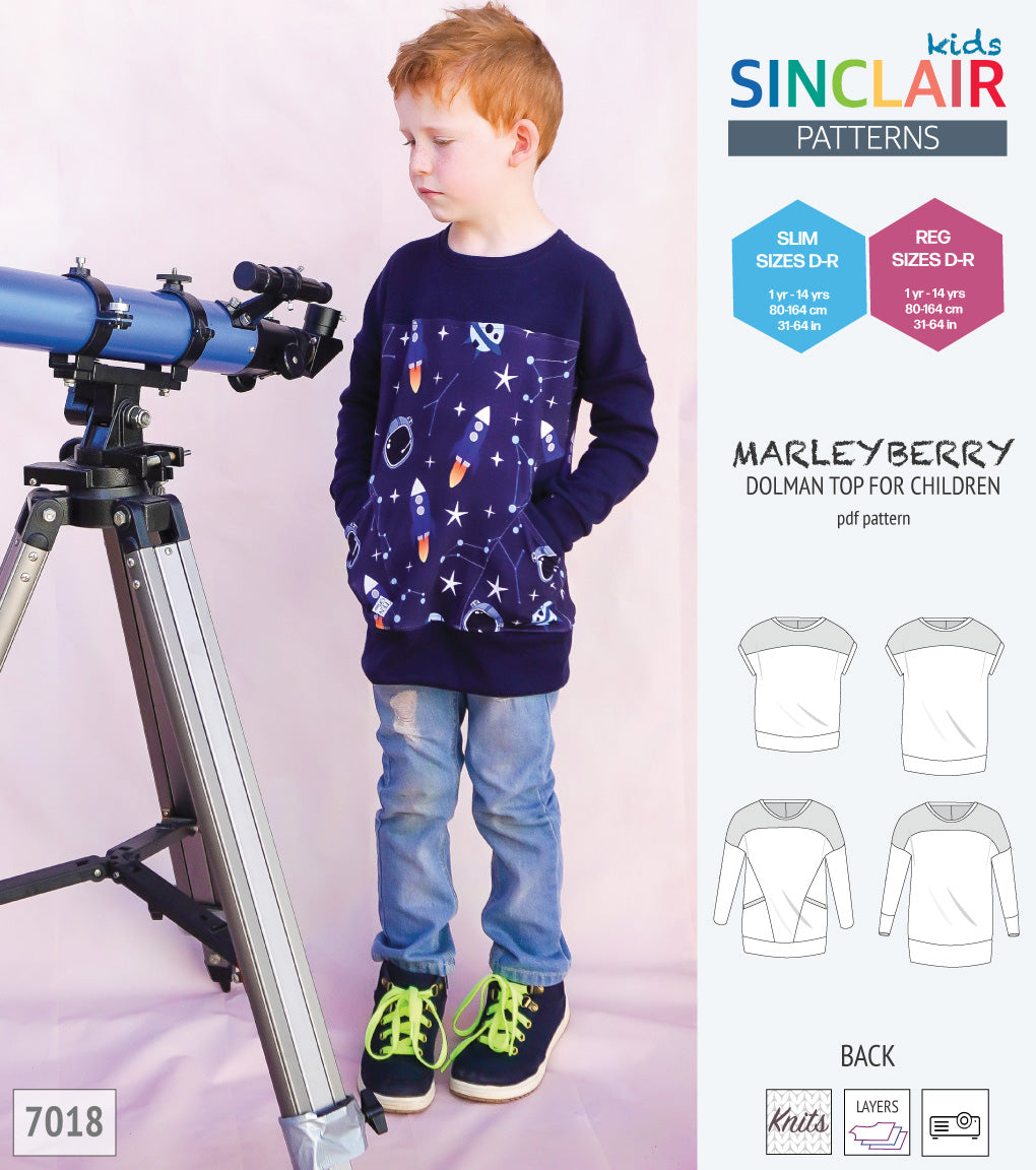 Marleyberry knit dolman top with pockets for children (PDF)