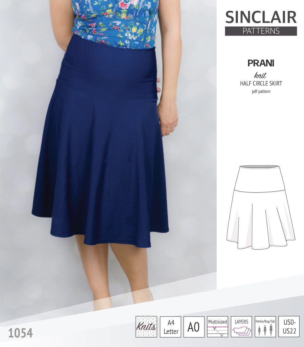 Prani half circle wide band knit skirt (PDF)