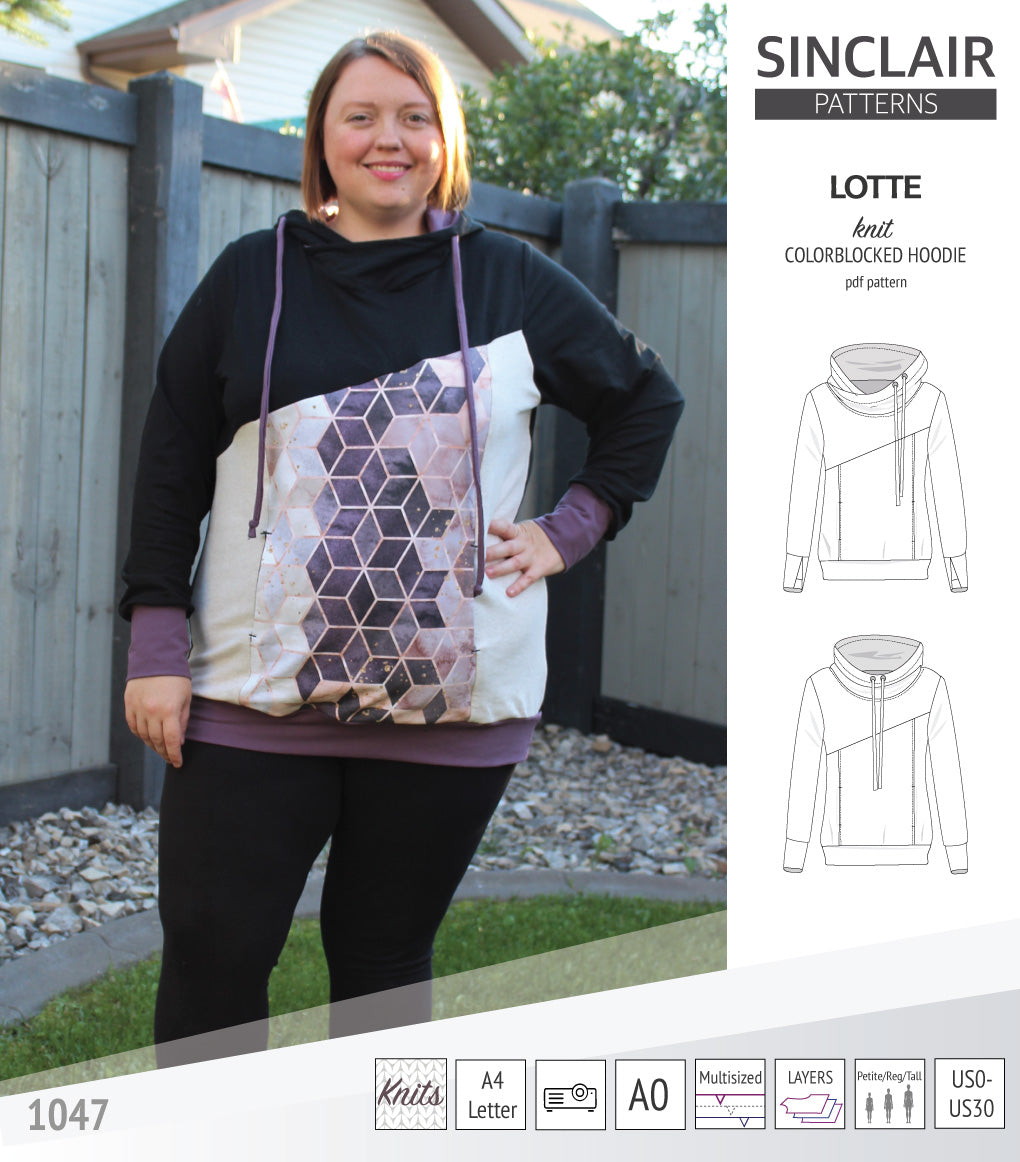 Lotte colorblocked hoodie for women (PDF)