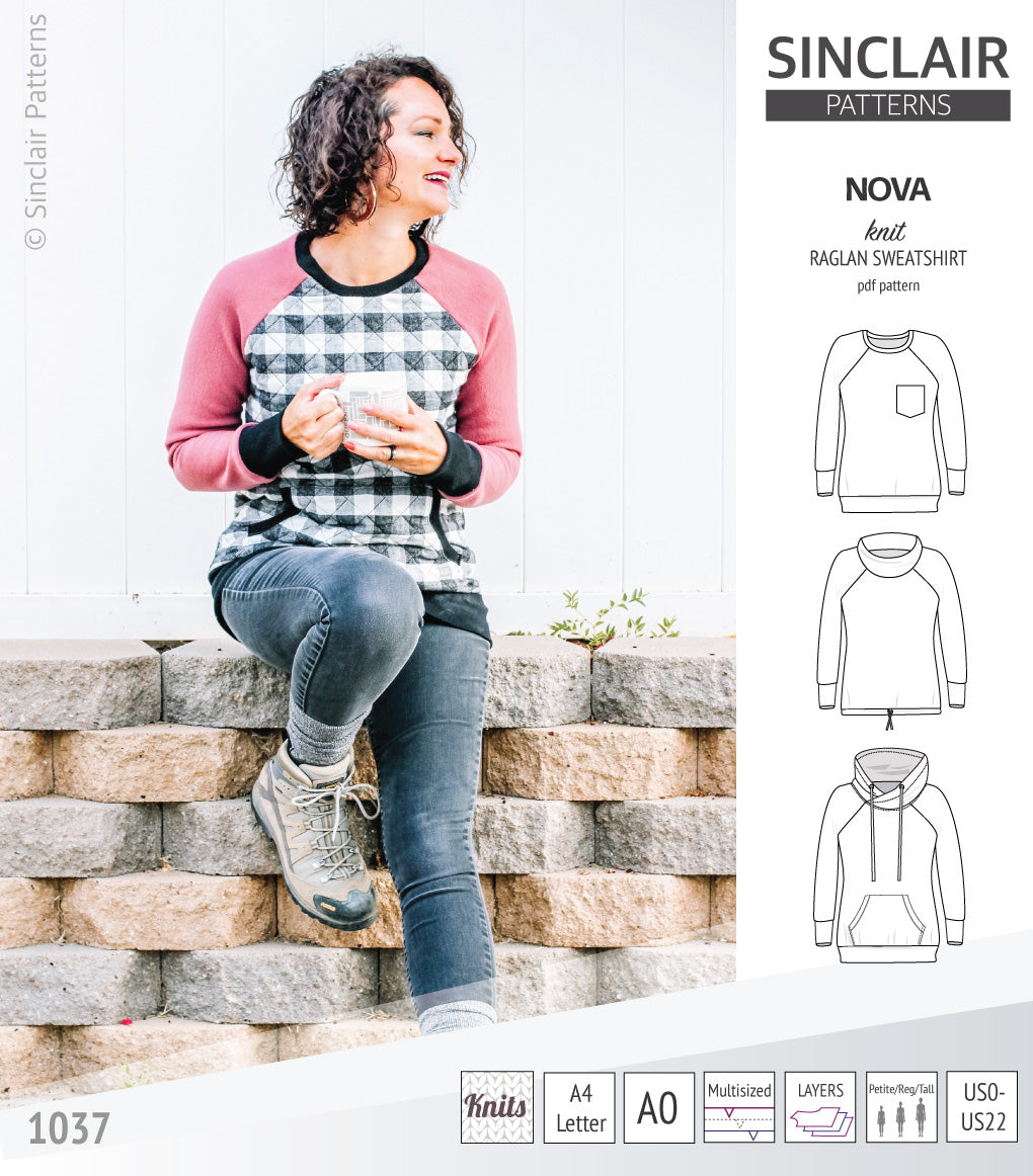 Nova knit raglan sweatshirt for women (PDF)