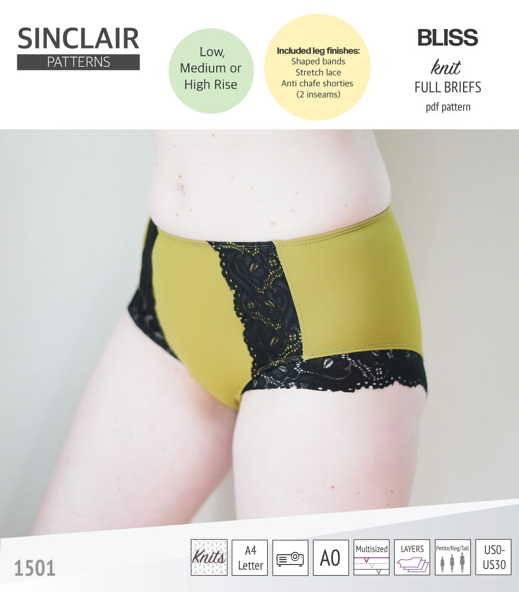 Bliss full briefs with bands, lace or anti chafe shorties (PDF)