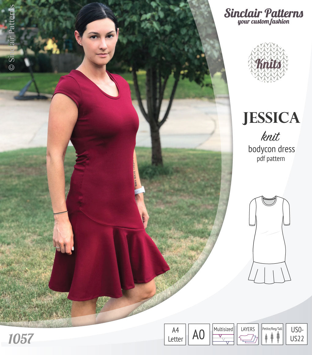 Jessica bodycon knit dress (PDF)