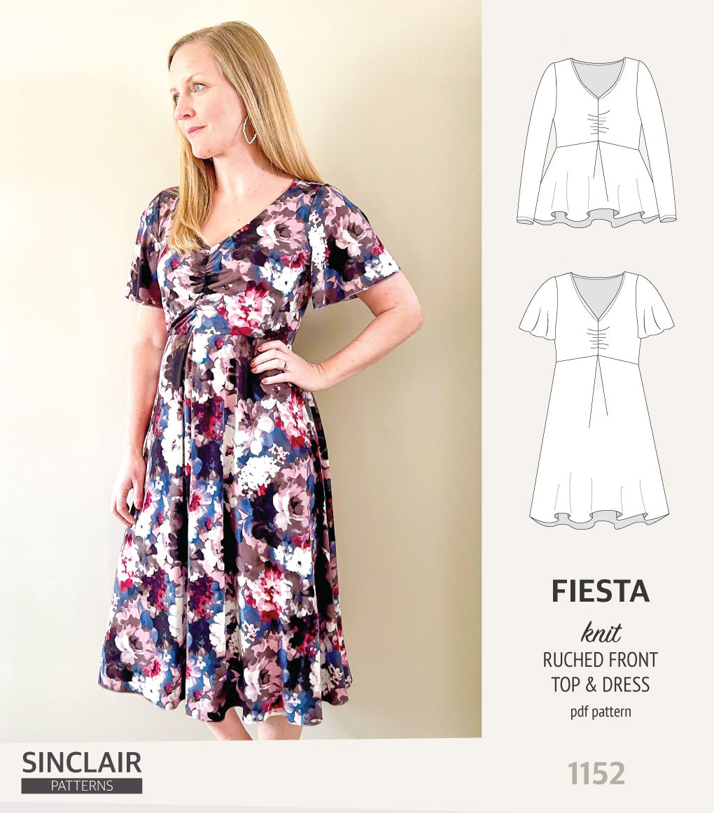 Fiesta ruched bust knit top and dress (PDF)