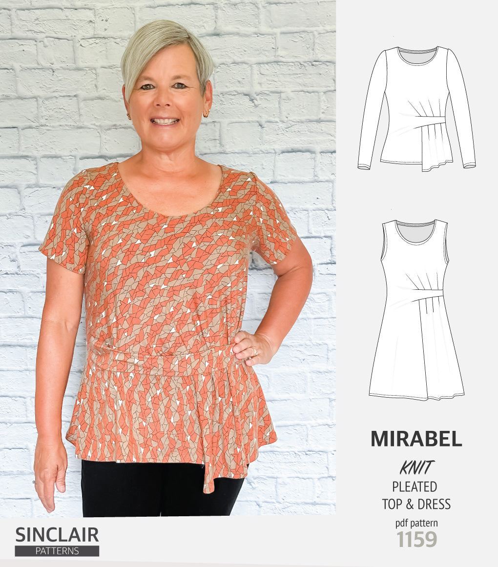 Mirabel side pleated knit top and dress (PDF)