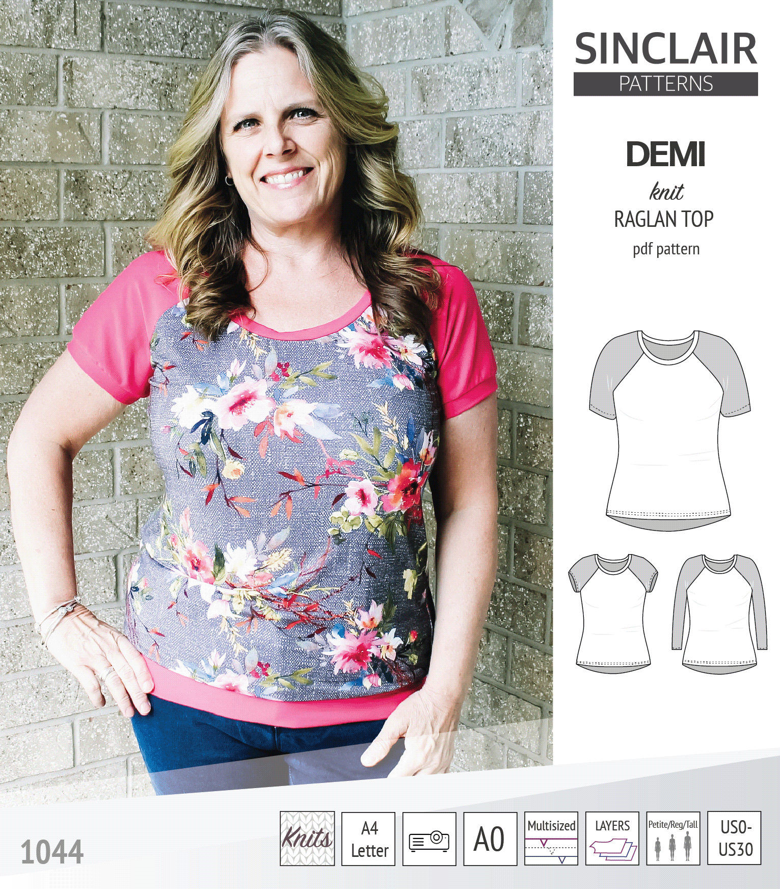 Demi classic raglan knit top (PDF)