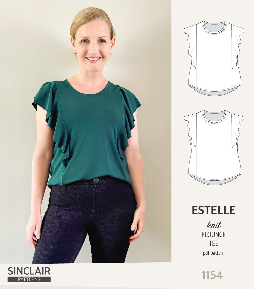 Estelle over shoulder flounce knit tee (PDF)