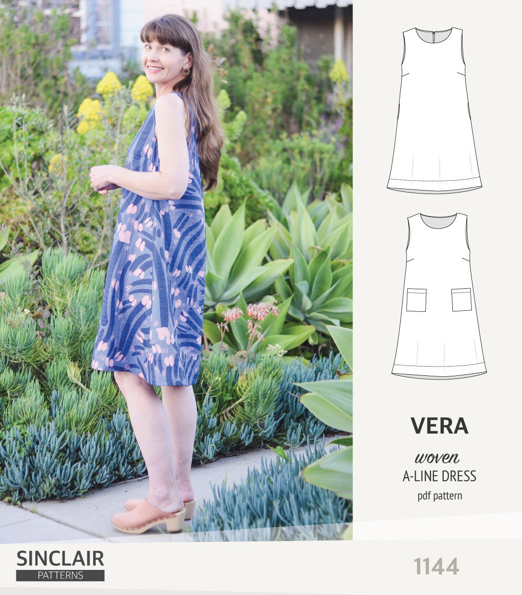 Vera A-line woven dress with pockets (PDF)