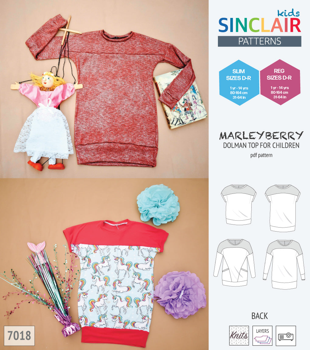 Marleyberry knit dolman top with pockets for children (PDF)