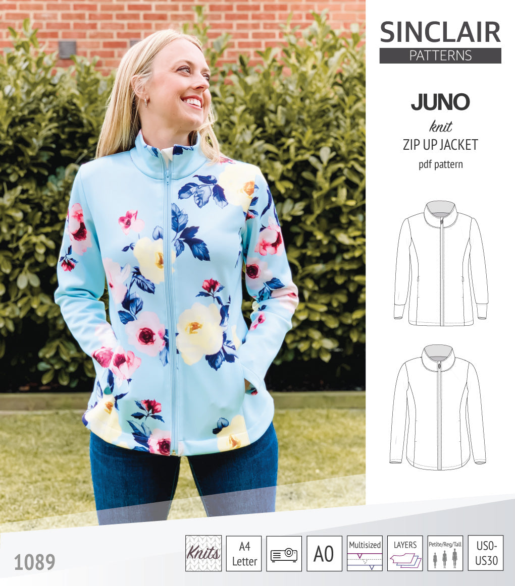 Juno knit zip up fleece style jacket with pockets (PDF)