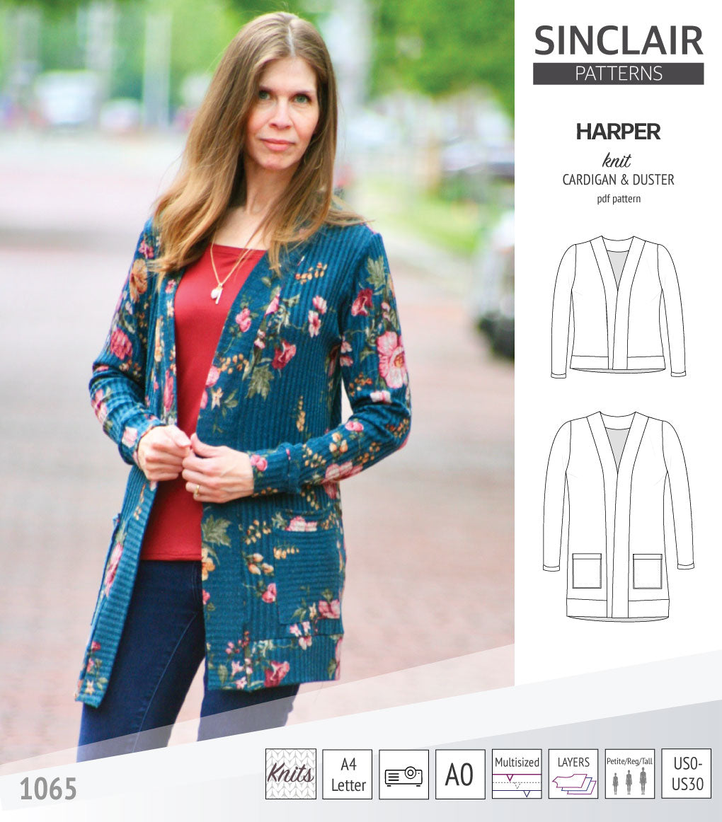Harper classic knit cardigan and duster (PDF sewing pattern )