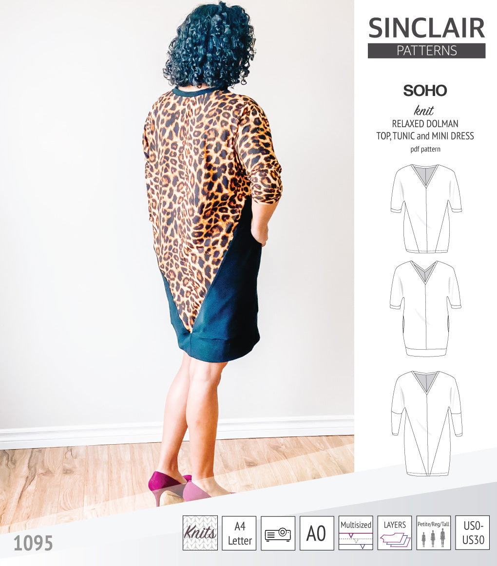 Soho dolman relaxed style top, tunic and mini dress (PDF)