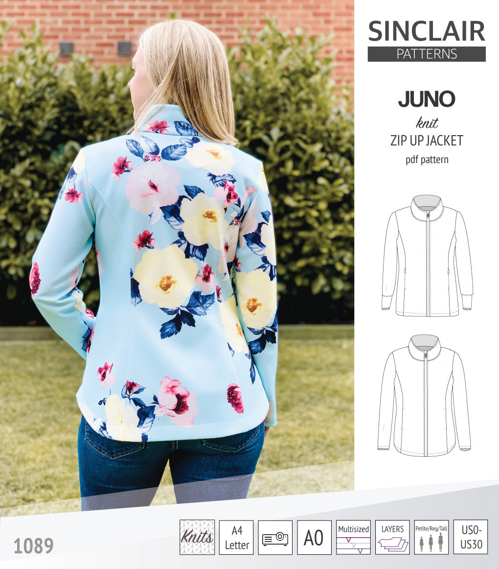 Juno knit zip up fleece style jacket with pockets (PDF)