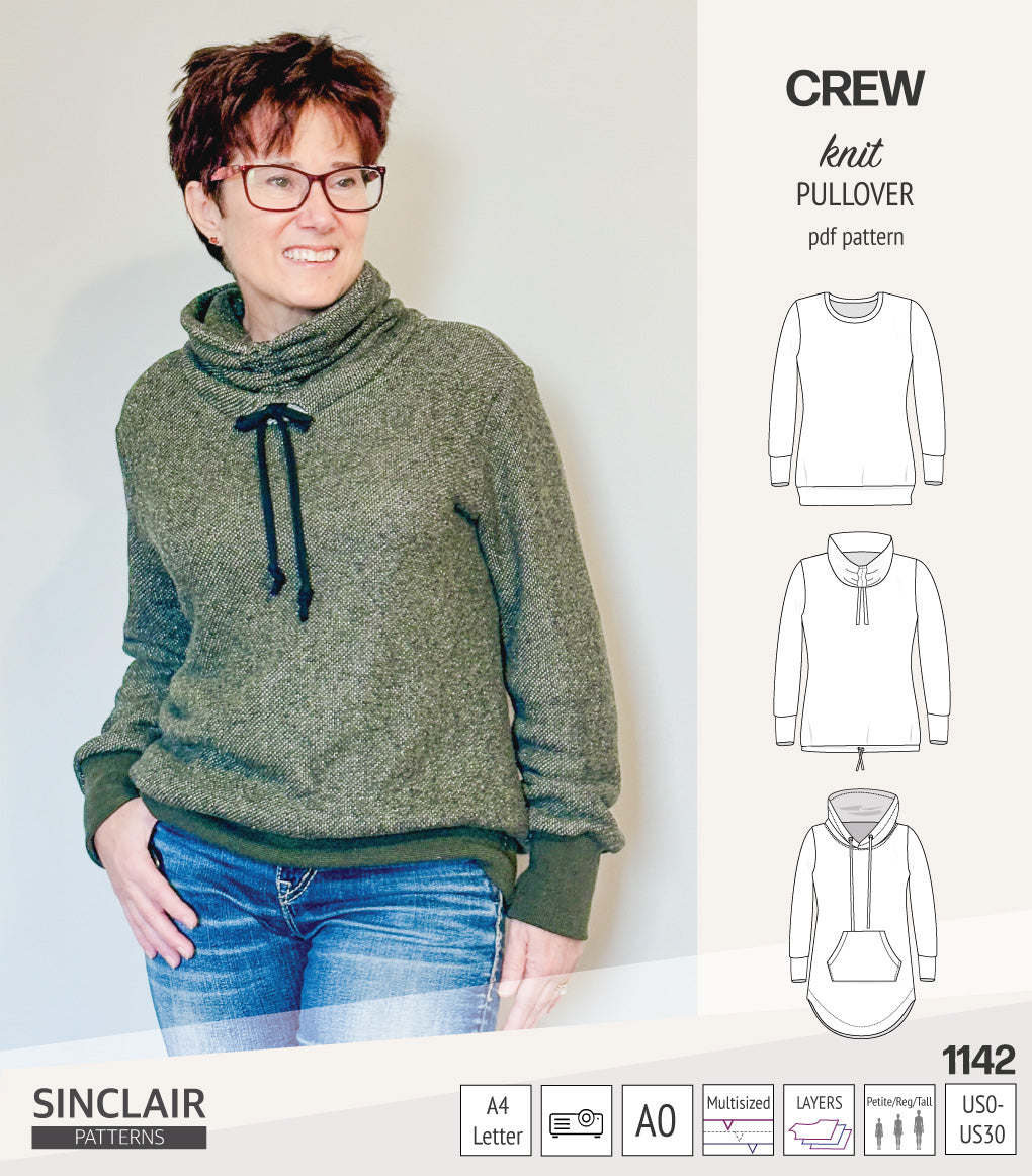 Crew pullover and hoodie (PDF sewing pattern)
