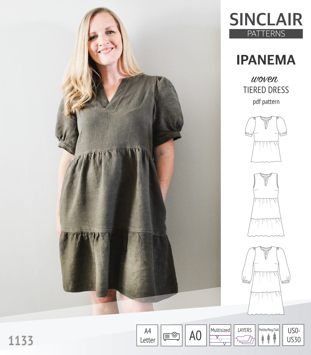 Ipanema tiered woven top and dress with a placket (PDF)