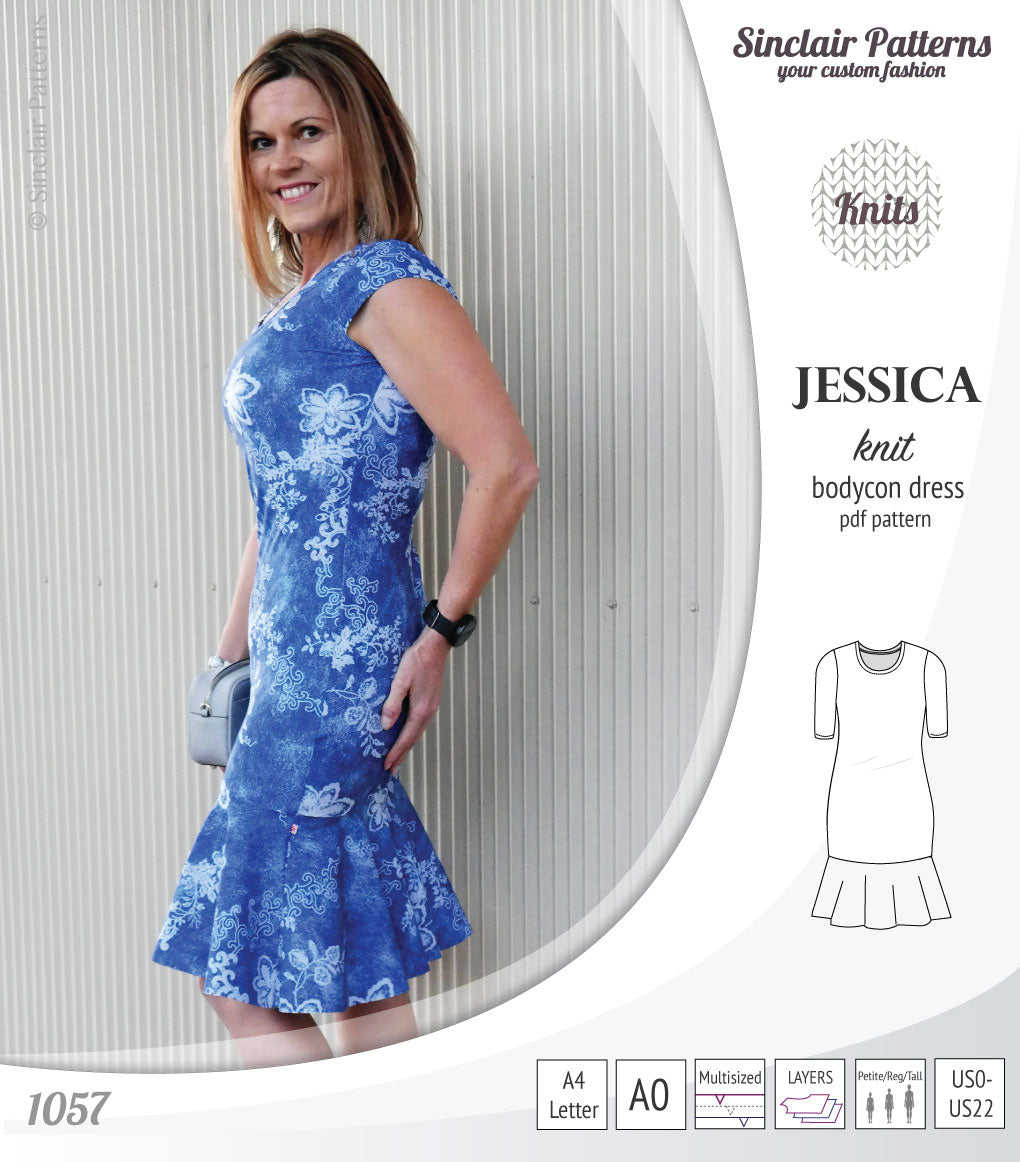 Jessica bodycon knit dress (PDF)