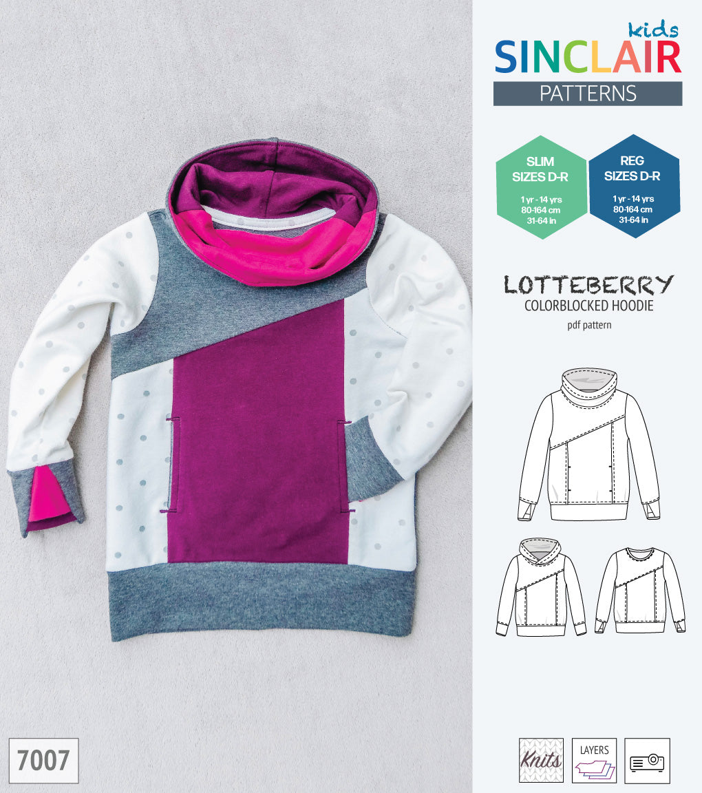 Lotteberry colorblocked hoodie and sweater for children (PDF)