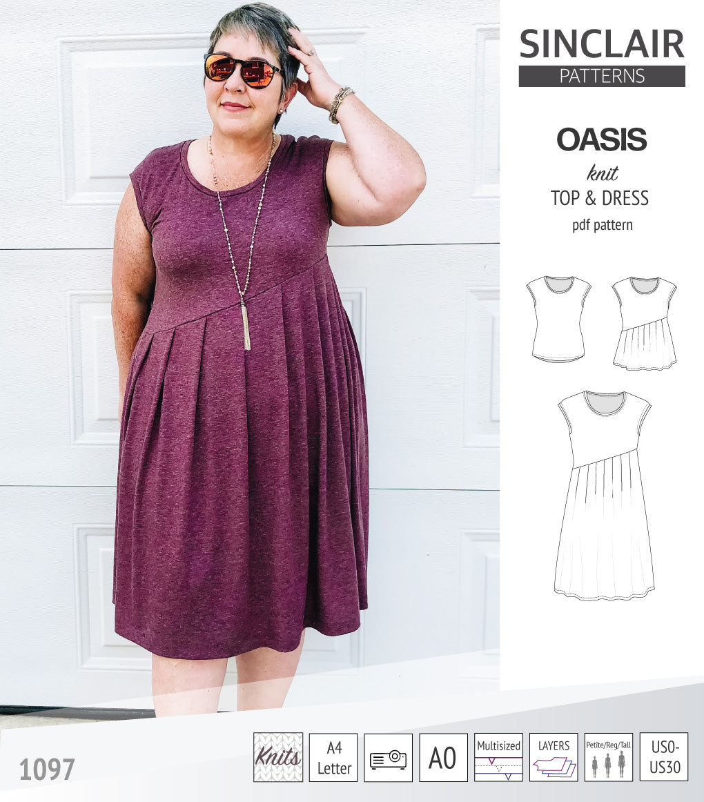 Oasis cap sleeve top and dress with pockets (PDF)