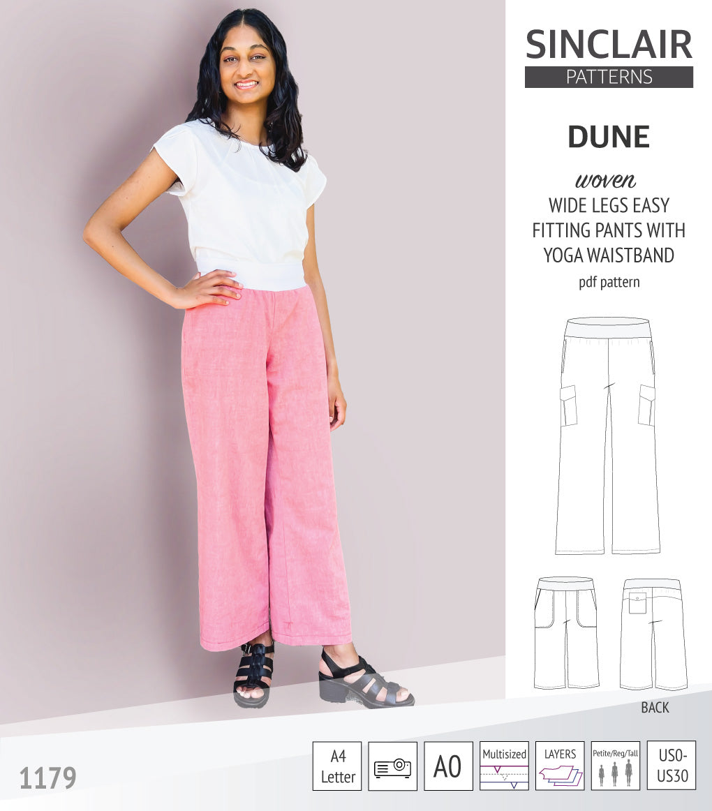 Dune wide leg woven pants with yoga waistband (PDF)