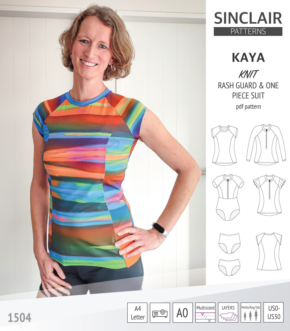 Kaya rash guard, bottoms and one piece swimming suit (PDF)