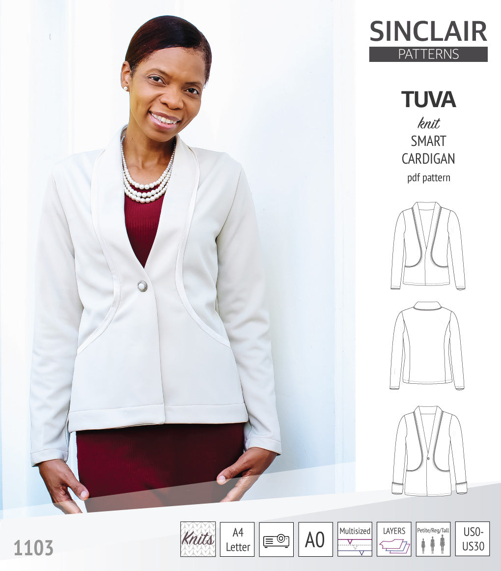 Tuva knit smart cardigan with pockets (PDF)