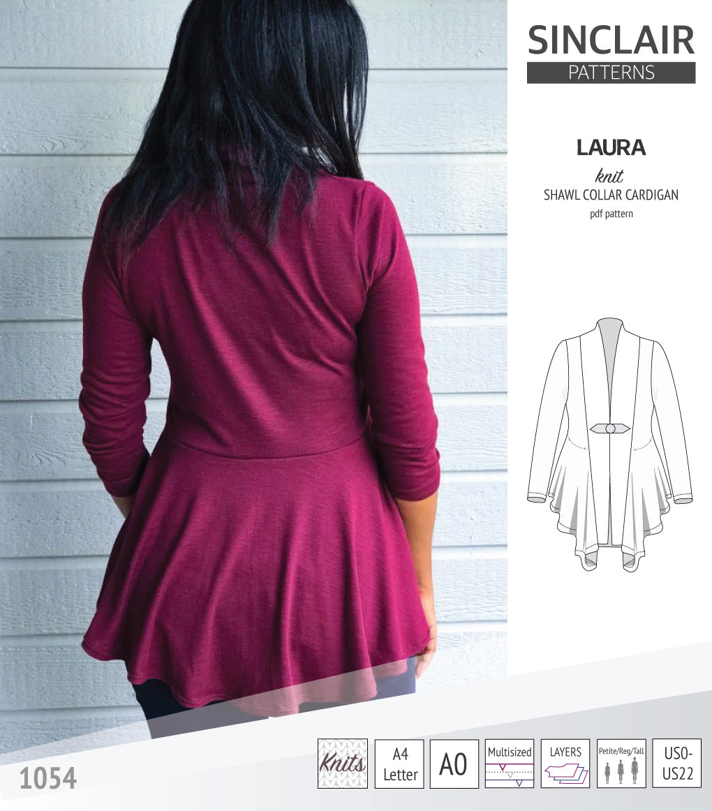 Laura relaxed fit shawl collar cardigan (PDF)