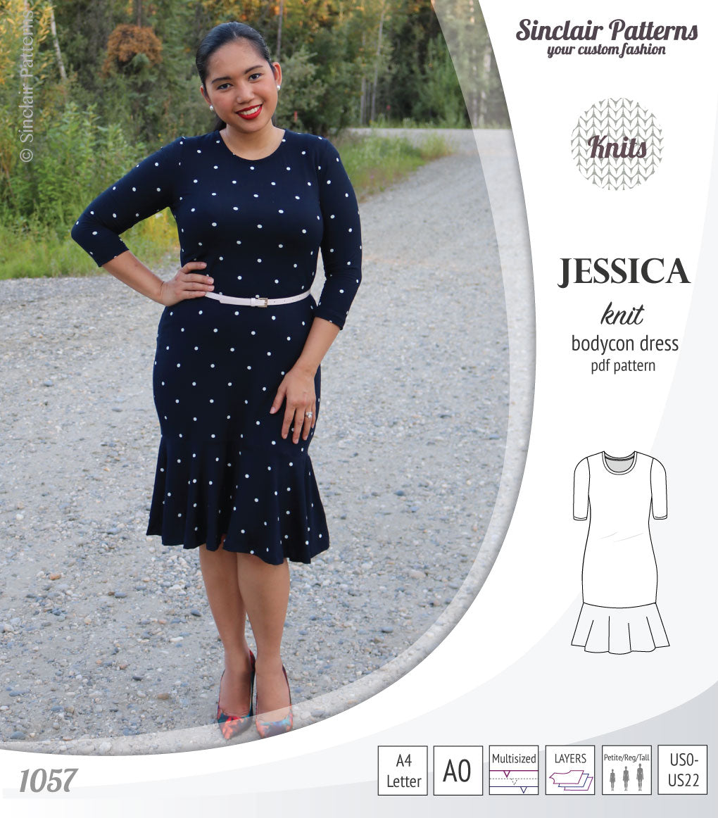 Jessica bodycon knit dress (PDF)