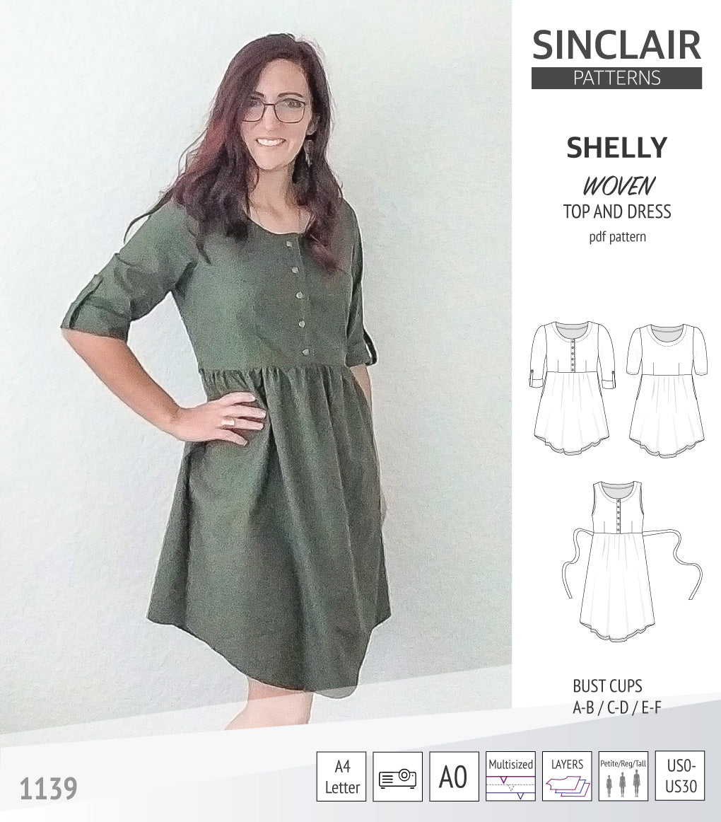 Shelly woven dress with a placket PDF)