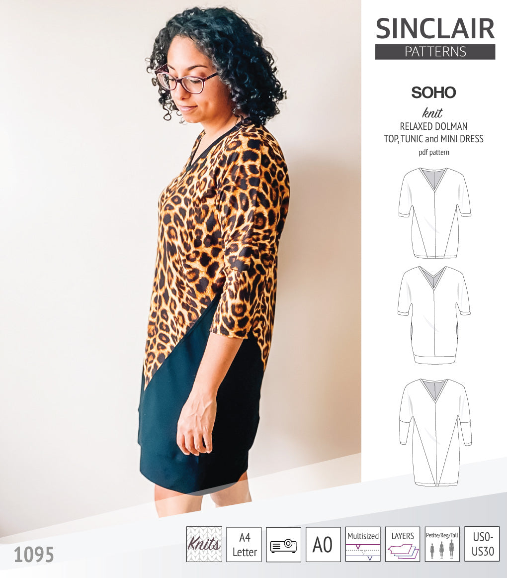 Soho dolman relaxed style top, tunic and mini dress (PDF)