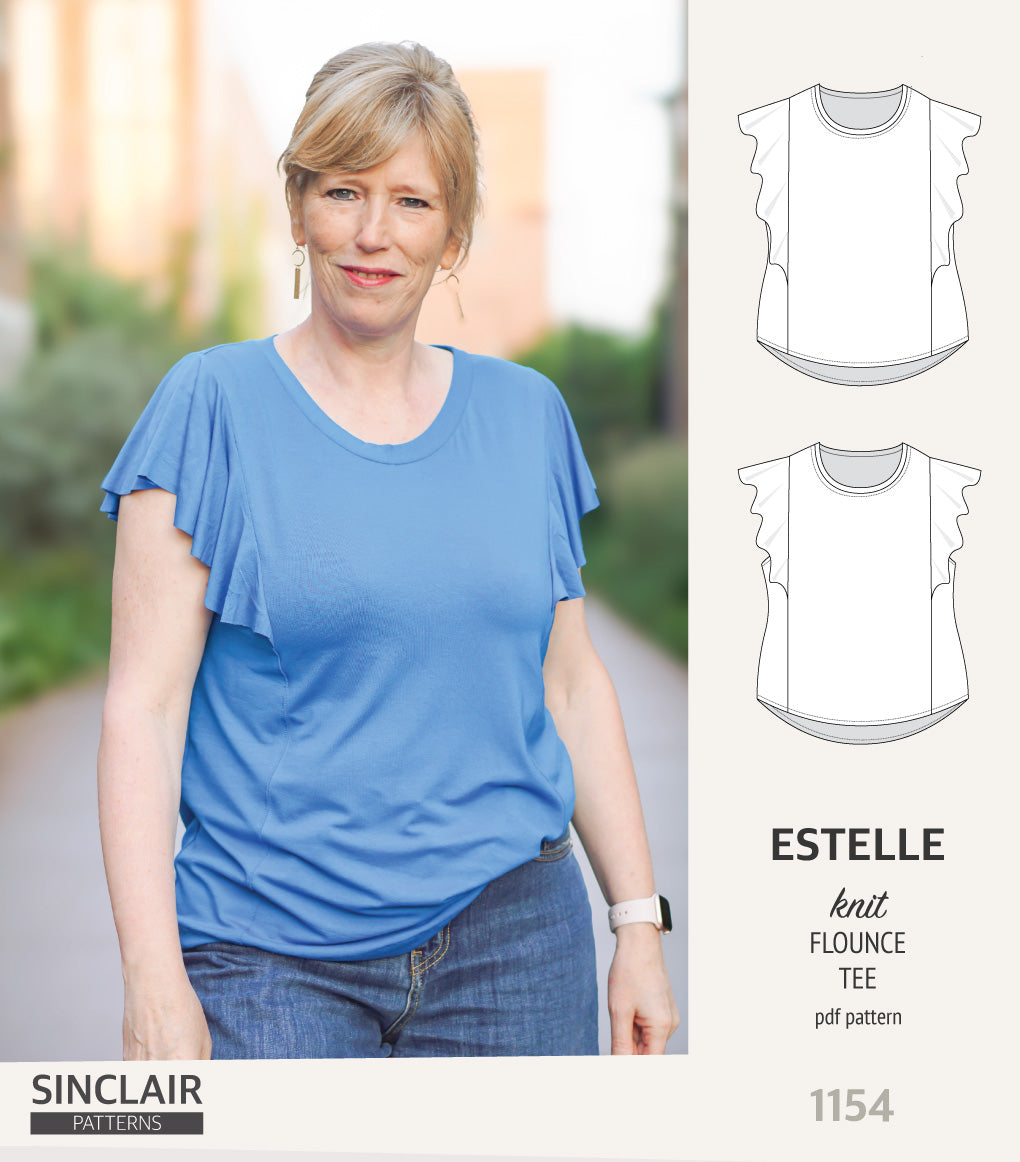 Estelle over shoulder flounce knit tee (PDF)