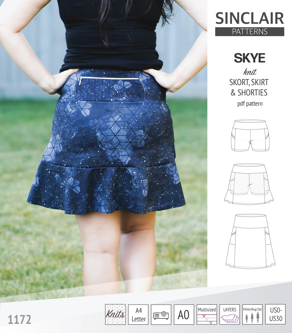 Skye skort, skirt and shorties with pockets (PDF)