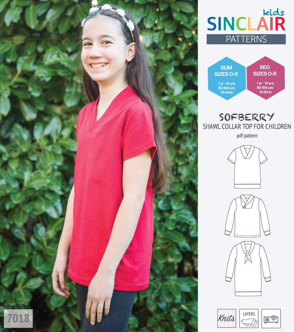 Sofberry shawl collar top for children (PDF)