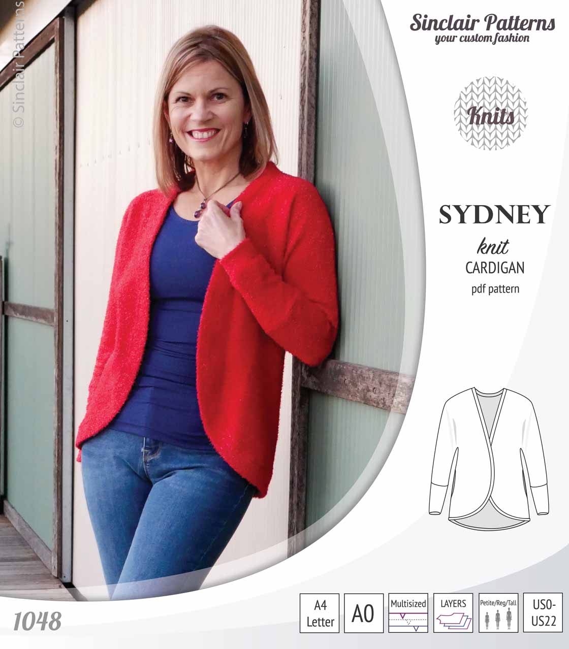 Sydney slim fit cocoon style knit cardigan(PDF)