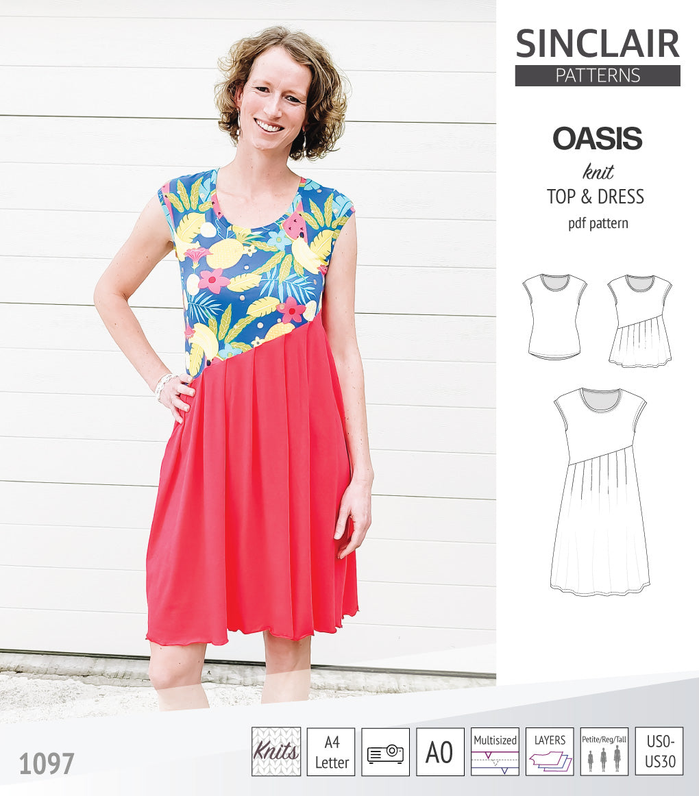 Oasis cap sleeve top and dress with pockets (PDF)