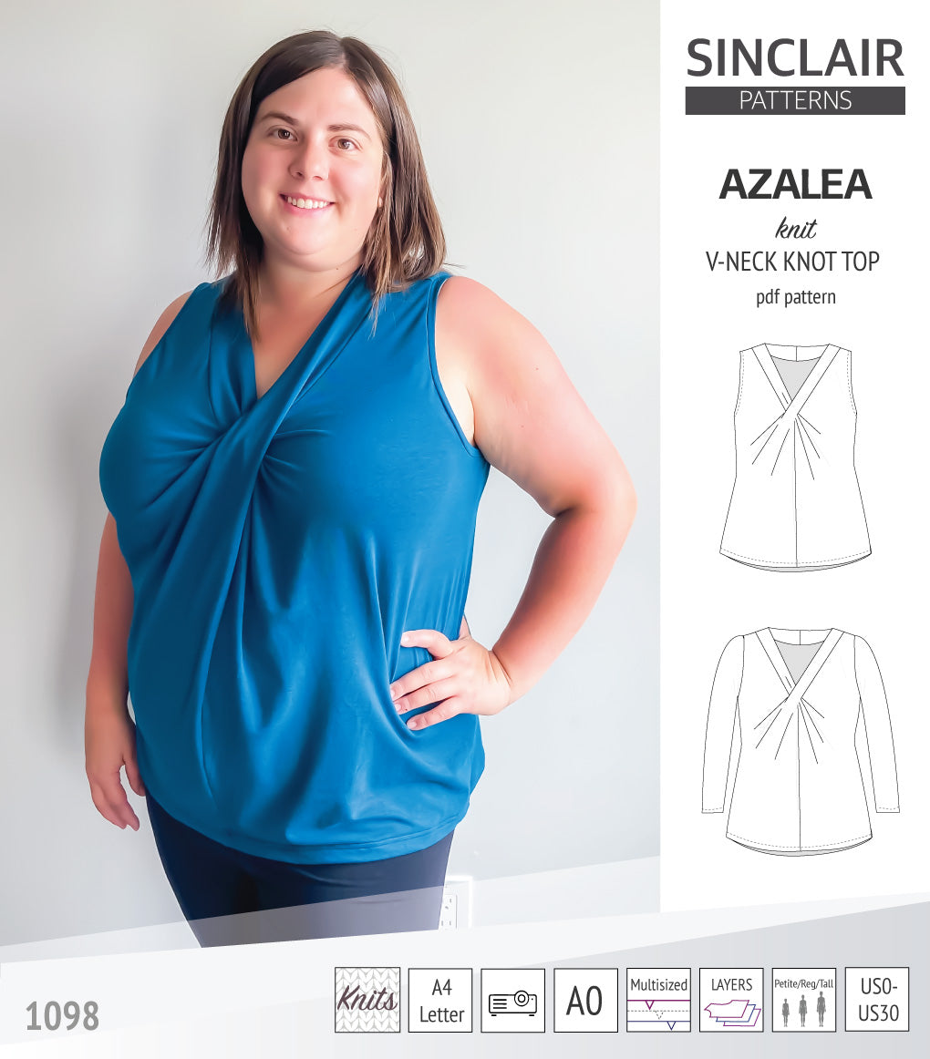 Azalea v-neck knot top for knit fabrics (PDF)