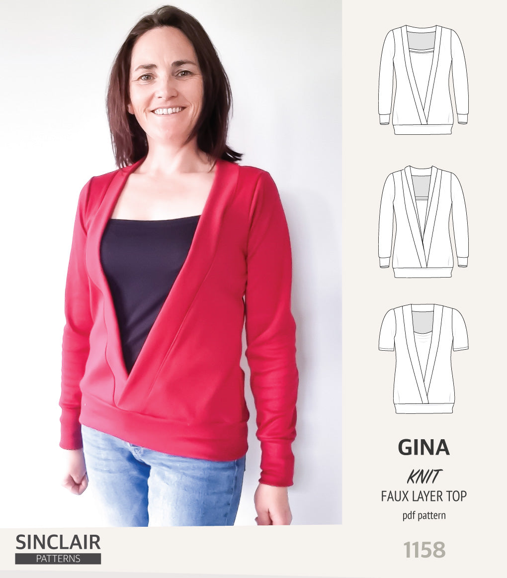 Gina crossover faux underlay knit top (PDF)