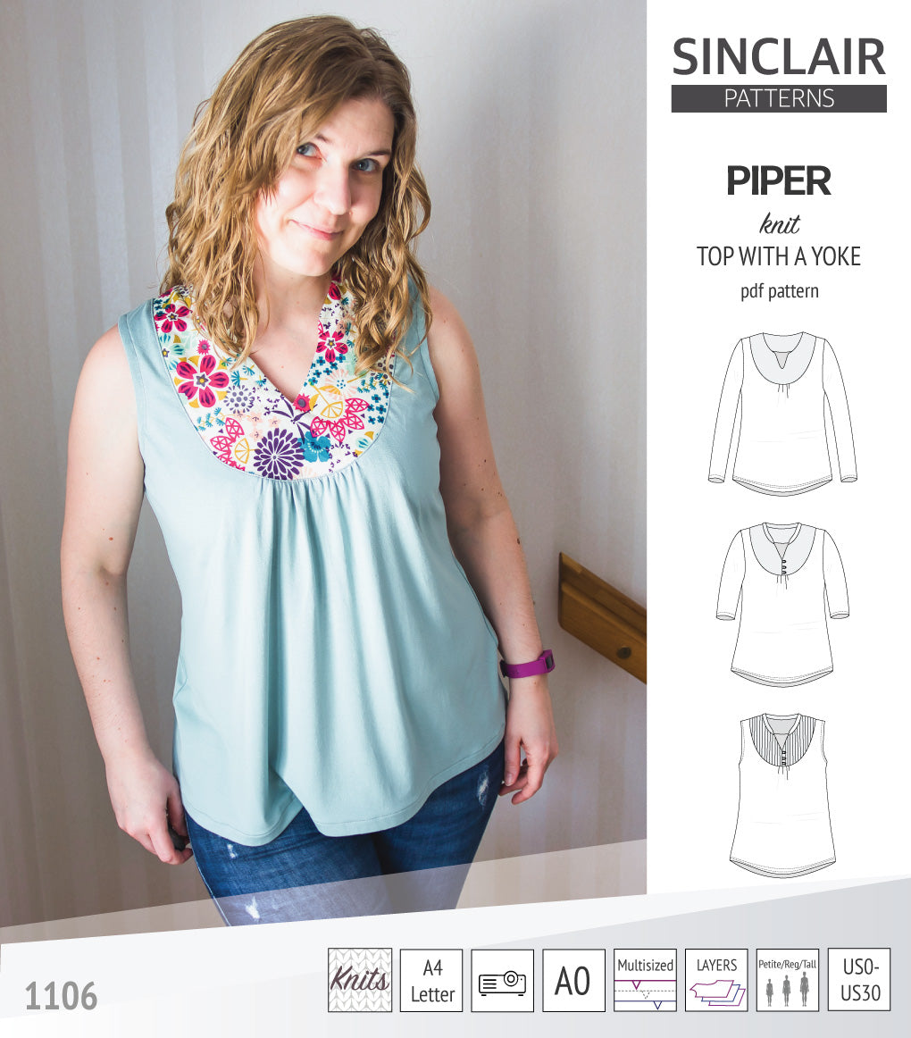 Piper knit top with a yoke (pdf)