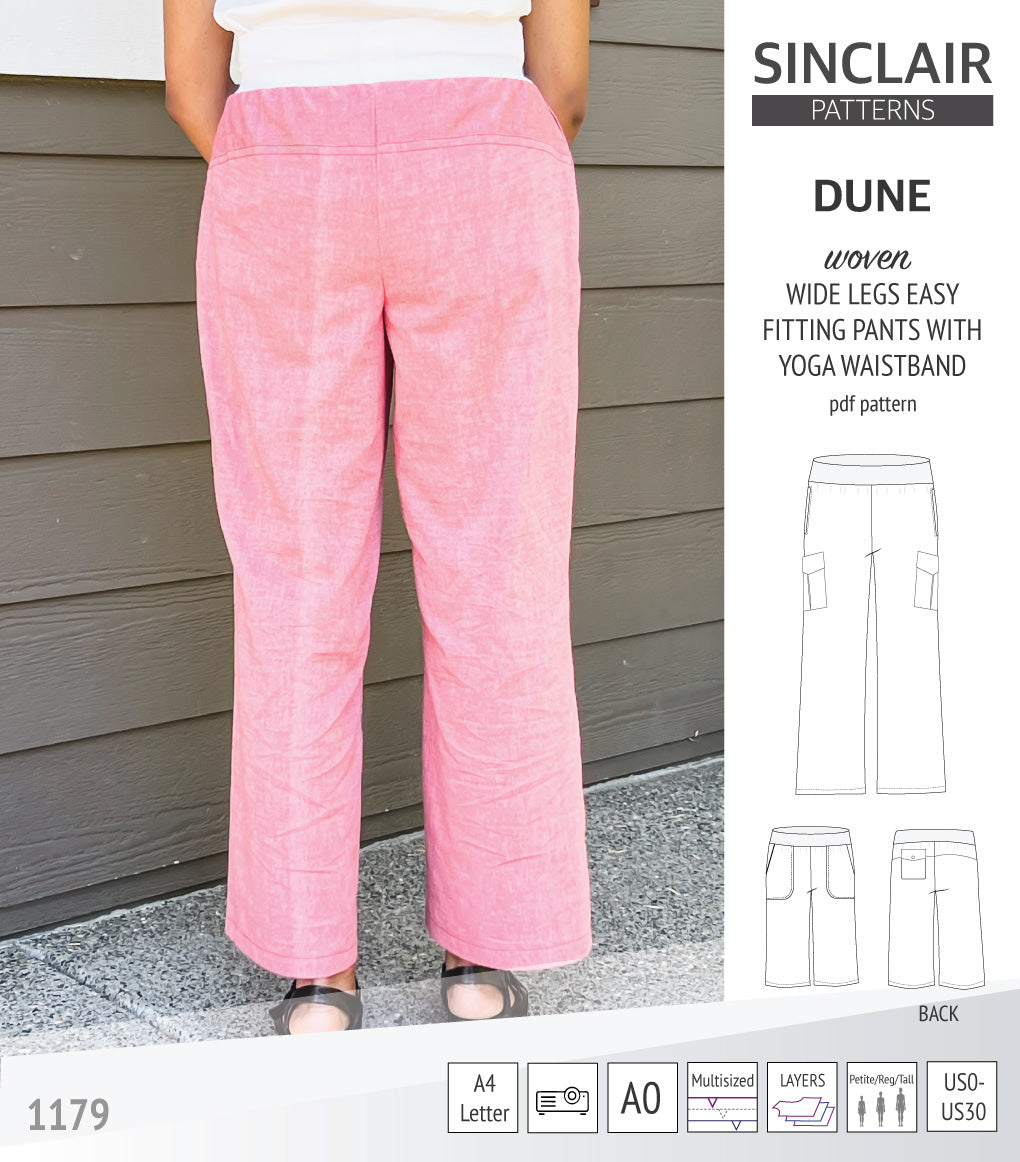 Dune wide leg woven pants with yoga waistband (PDF)