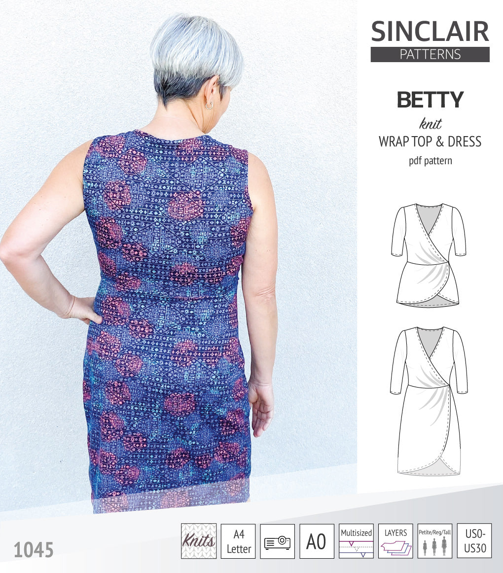 Betty faux wrap knit dress (PDF)