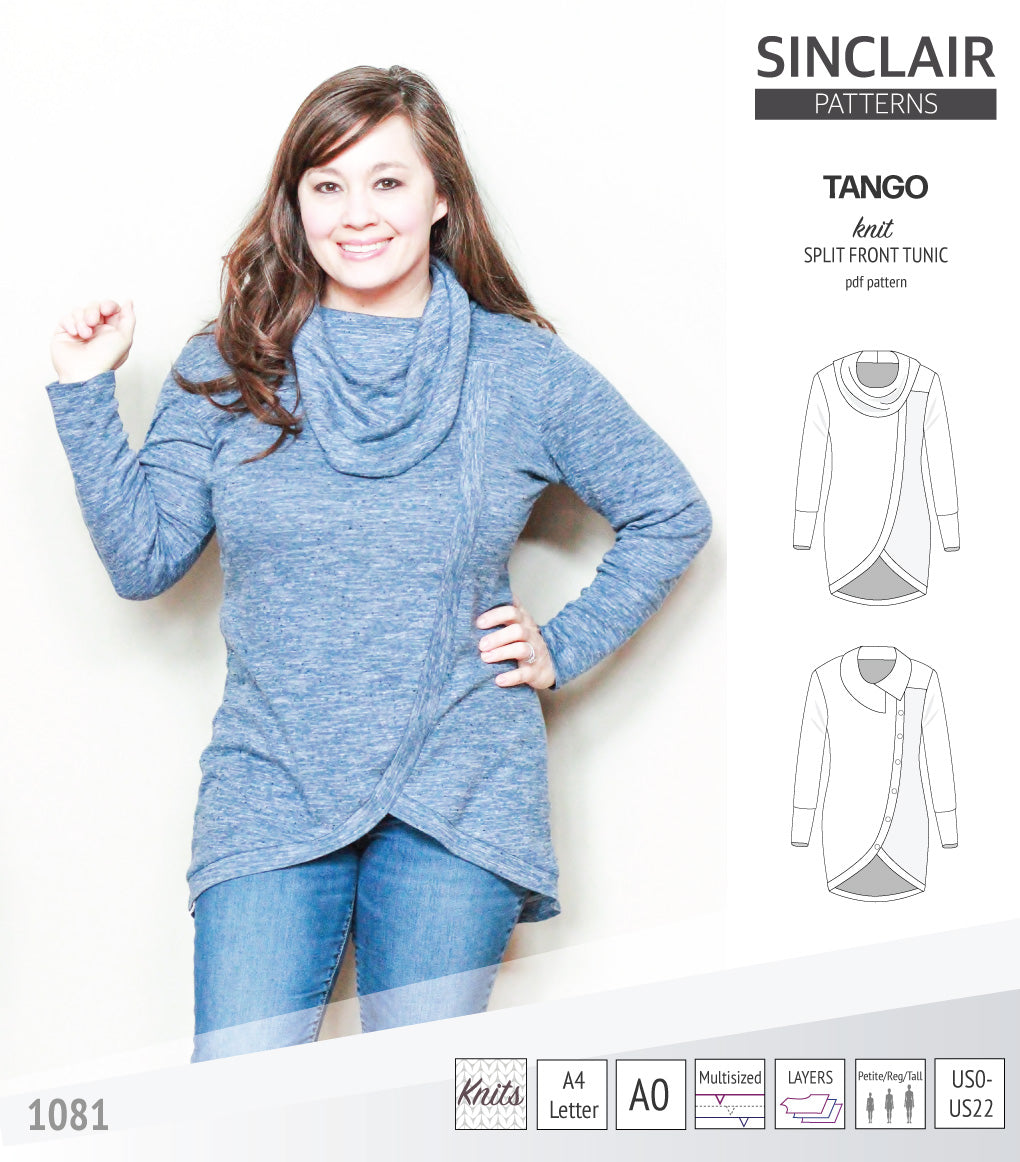 Tango split hem knit tunic for women (PDF)