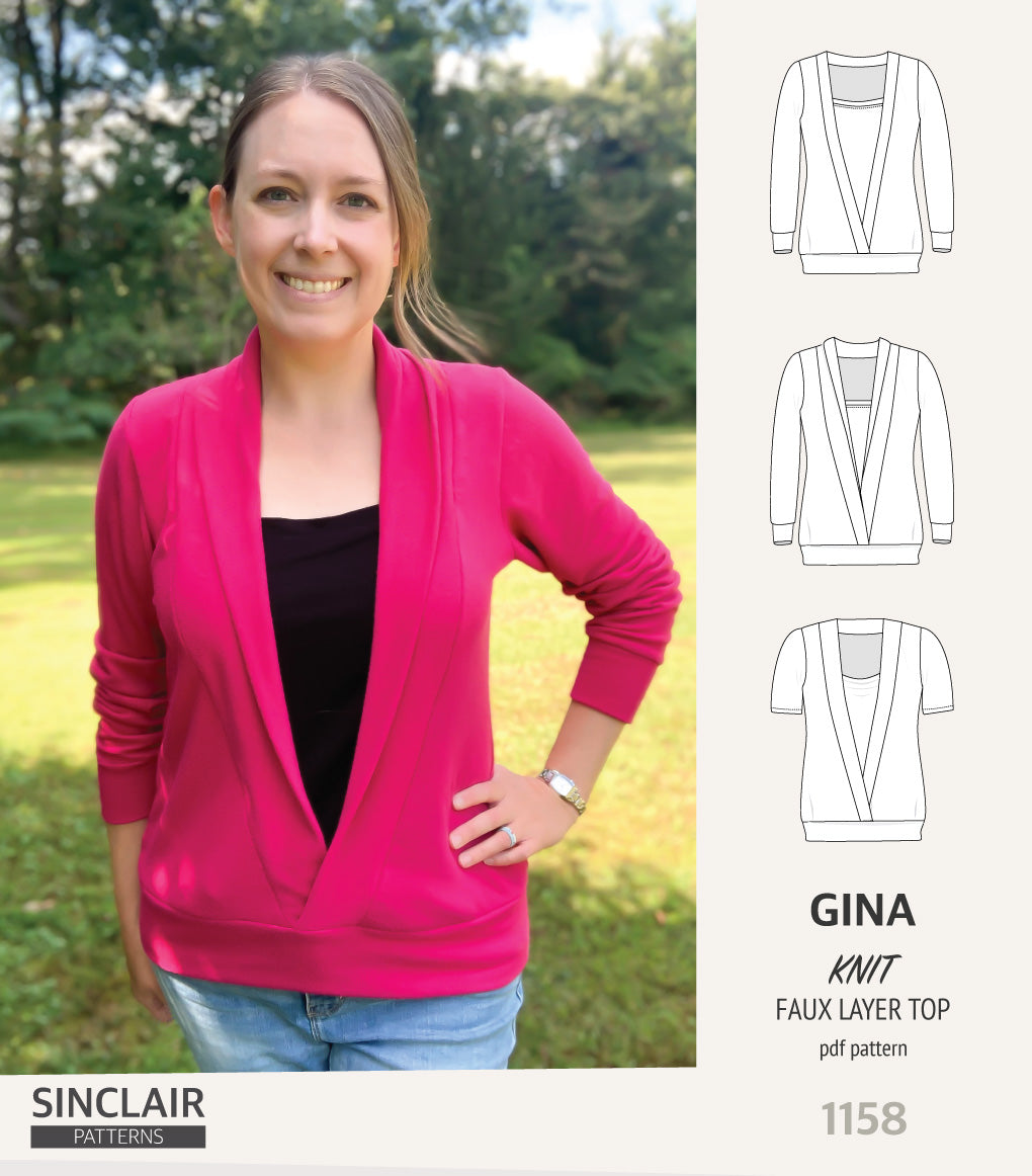 Gina crossover faux underlay knit top (PDF)