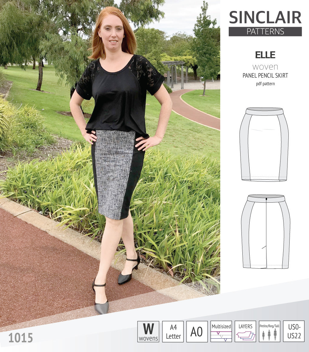 Elle classic woven/knit panel pencil skirt (PDF)