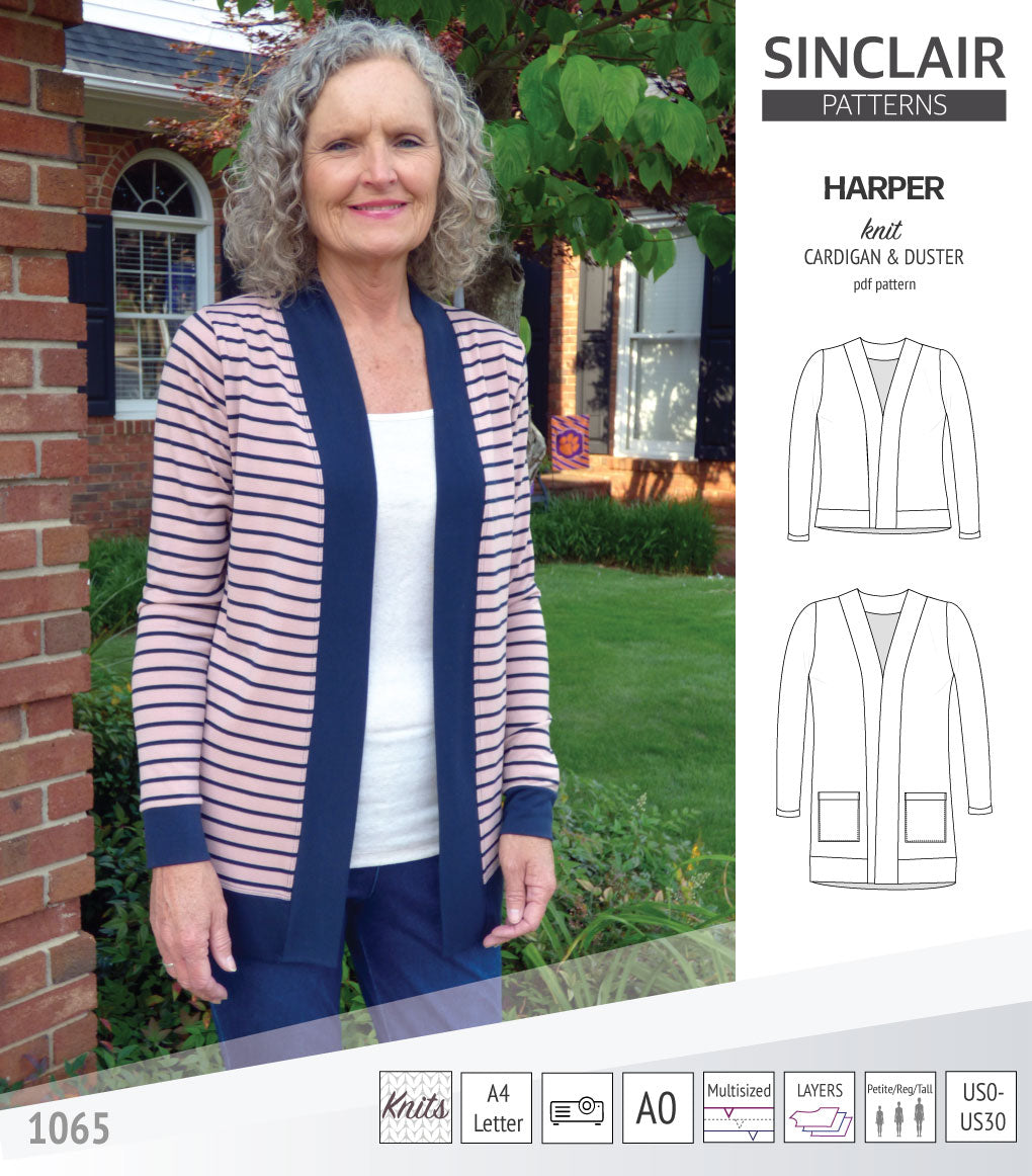 Harper classic knit cardigan and duster (PDF sewing pattern )