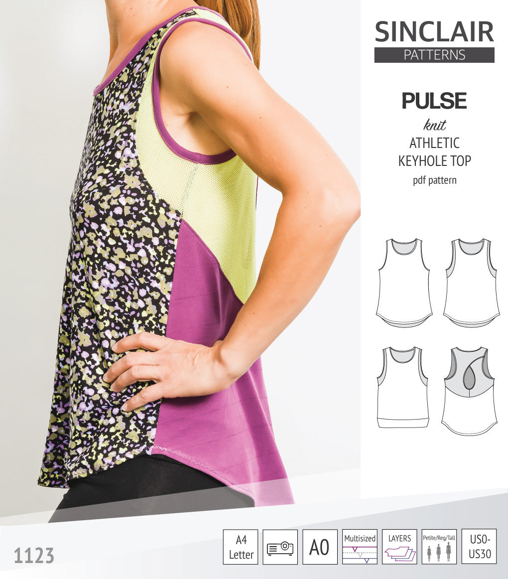 Pulse athletic knit tank top with a keyhole accent (PDF)