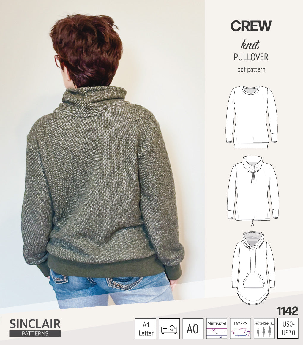 Crew pullover and hoodie (PDF sewing pattern)