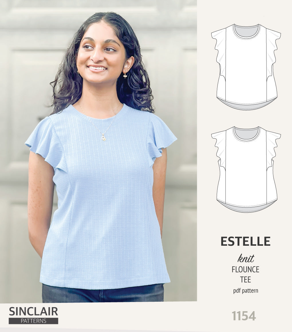 Estelle over shoulder flounce knit tee (PDF)