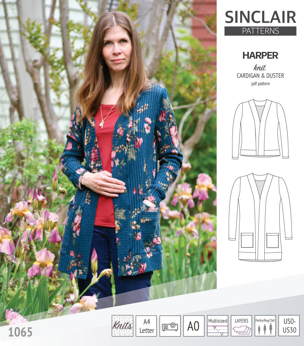 Harper classic knit cardigan and duster (PDF sewing pattern )