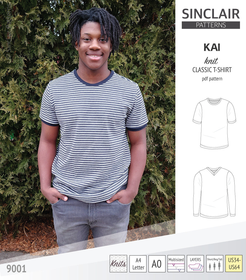Kai semi fitted crew neck t-shirt for men (PDF)