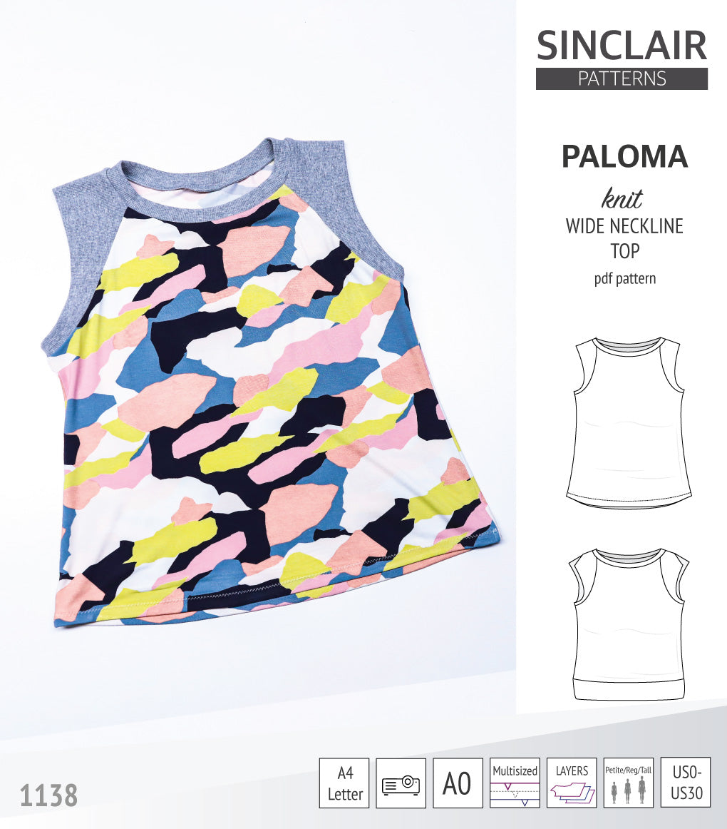 Paloma knit wide neckline tank top (PDF)