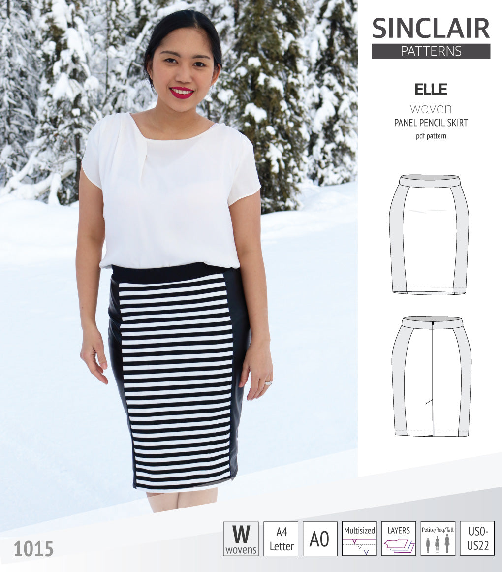 Elle classic woven/knit panel pencil skirt (PDF)